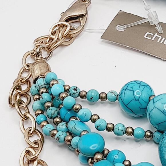 Chico’s Dyed Howlite Gemstone Statement Necklace 5 Strand 21” NWT - Picture 11 of 13